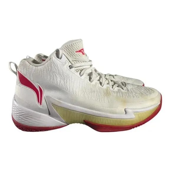 Li-Ning Men’s Basketball Shoes White Red Performance Sneakers Size 12.5 - Picture 1 of 8